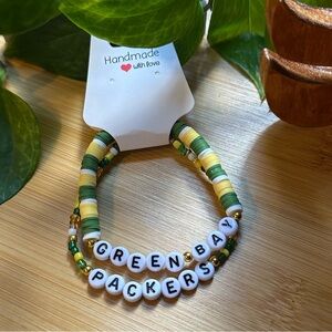Green Bay Packers Football Fan Bracelet‎ Set - Flexible Fit - Sports Jewelry